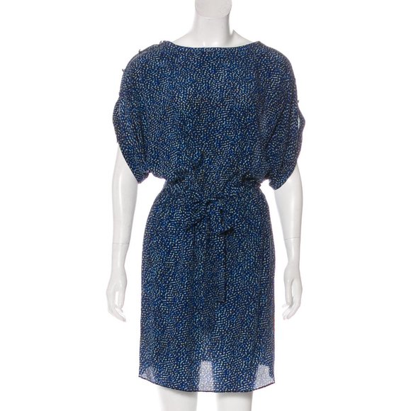 100% silk blue leopard-print Rachel Zoe dress - Picture 1 of 7